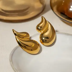 18K PVD chapado en oro lindo cuerda cadena moda único aro pendiente al por mayor joyería de acero inoxidable personalizada