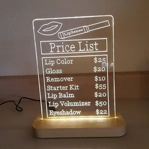 Fashion fast food menu display board catering display menu illuminated or nonluminous led acrylic display