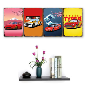 Targa in Metallo con Auto <span class=keywords><strong>e</strong></span> Camion Cartoon, Insegna Moderna Tradizionale Personalizzabile in Alluminio Colorato, Decorazione da Parete per Camere dei Ragazzi <span class=keywords><strong>e</strong></span> Garage - Product Image 2