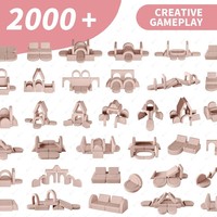 Canapé modulaire pour tout-petits 12 pièces avec 2 coussins triangulaires et 4 arches, canapé sectionnel en mousse pliable pour enfants, meubles de salle de jeux