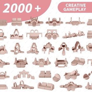 Sofá Modular para Niños Pequeños de 12 Piezas con 2 Cojines Triangulares y 4 Arcos, Sofá Seccional de <span class=keywords><strong>Espuma</strong></span> <span class=keywords><strong>Plegable</strong></span> para Niños, Muebles para Sala de Juegos - Product Image 6