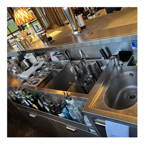 Station de bar à cocktails en acier inoxydable commercial, comptoir de travail personnalisé pour <span class=keywords><strong>barman</strong></span>, équipement de bar pour restaurant et hôtel - Product Image 4