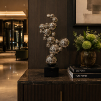 Sculpture de boule en acier inoxydable moderne de luxe, sphère en métal poli miroir, statue d'art pour hôtel, bureau, maison, décoration extérieure