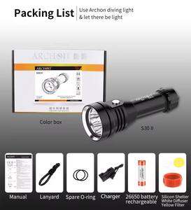 Lampe vidéo de plongée ARCHON S30 <span class=keywords><strong>II</strong></span> 3500lm torche de plongée sous-marine étanche de 100m avec chargeur de lampe de poche 26650 inclus - Product Image 5