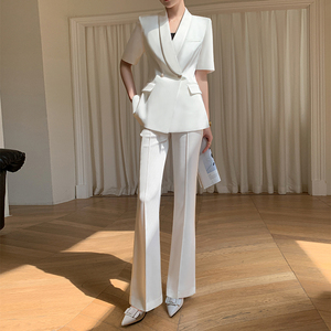 Costume violet pour femme, nouvelle mode, décontracté, fin, formel, haut de gamme, pantalon pattes d'éléphant, manteau. - Product Image 2