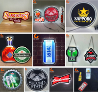 Boîtes lumineuses publicitaires LED ultra-minces, enseignes lumineuses en acrylique de formes fantaisie pour les magasins, les bars, télécommandées pour les logos de boissons, de bières et de bouteilles