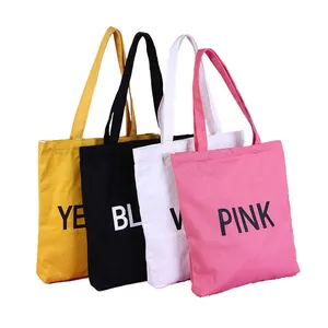 Long Shoulder Belt Cotton Canvas Tote Bag Large Capacity Girls Friends Shopping Bag With Custom Logo