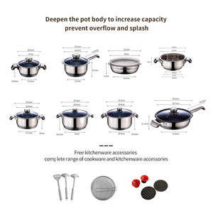 Factory Direct Sales Stainless Steel Kitchenware Set Non Stick <strong>Cookware</strong> Pots Pans With Glass Lids for Home Cooking <strong>Cookware</strong> - Product Image 2