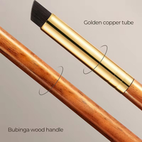 Kuas Concealer Bibir Pipih Bulu Sintetis Gagang Kayu Tabung Emas Alat Rias Grosir Logo Custom