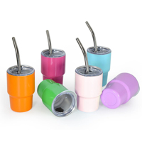 Mini-gobelet isotherme personnalisé en acier inoxydable de 3 oz avec paille, vierge pour sublimation, isolation thermique 12-24h, anti-fuite, sans BPA