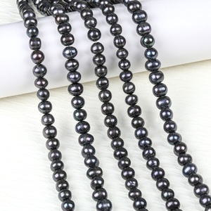 Collar Redondo Negro de Tahití, Económico, Hecho a Mano, con Cuentas de Agua Dulce, Botones y Perlas de Arroz, Accesorios de Joyería, Venta al por Mayor - Product Image 3