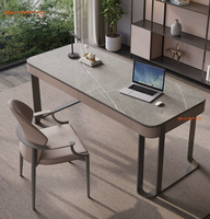 Ensemble de bureau de luxe pour la maison, bureaux d'ordinateur modernes et simples, table d'étude avec cadre en acier inoxydable doré