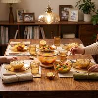 Ensemble de vaisselle en verre écologique, bols, assiettes, tasses, récipients de service, compatibles micro-ondes, pour la maison, l'hôtel, les mariages, les banquets, vente en gros, logo personnalisé