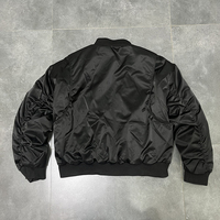 Blouson Bomber Varsity Homme Personnalisé à Manches Froncées en Nylon Épais et Coton, Coupe Courte, Fermeture Éclair, Brodé, Automne