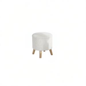 Taburete Otomano Redondo con Tapicería de Tela, Patas de Madera, Diseño Escandinavo Moderno, Muebles para Sala de Estar, Uso Doméstico - Product Image 1