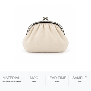 Porte-monnaie à fermoir Kiss Lock en toile avec cadre métallique, pochette personnalisable avec logo, petit portefeuille pour monnaie, cadeau promotionnel en gros - Product Image 6