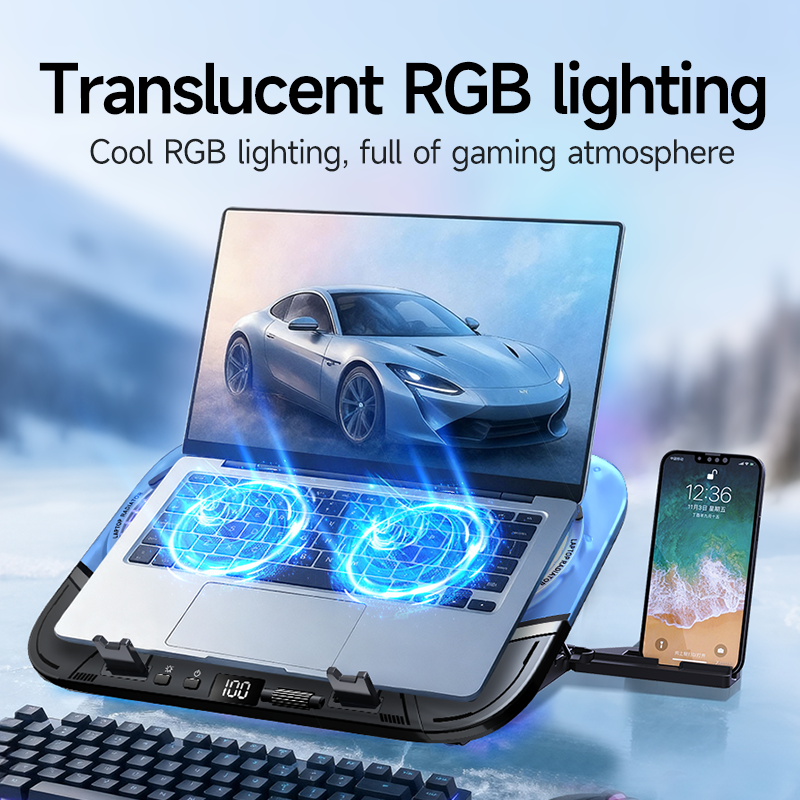 ORANGLES 2-Fan USB Laptop Cooling Pad | Height Adjustable Ergonomic Notebook Cooler Stand with Dual USB Ports, Foldable Design for 15-17" Laptops – Portable Gaming/Office Accessory (Kuwait) - elegant presentation - exhibiting components - Image 6 of 6 | ideal for home | Discount on 2-Fan USB Laptop Cooling Pad | Height Adjustable Ergonomic Notebook Cooler Stand with Dual USB Ports, Foldable Design for 15-17" Laptops – Portable Gaming/Office Accessory (Kuwait) Virginia | Free Shipping ORANGLES