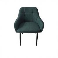 Chaise de salle à manger moderne confortable de haute qualité avec accoudoirs en lin et pieds en métal pour la maison, le bureau, l'appartement, l'hôtel, la villa