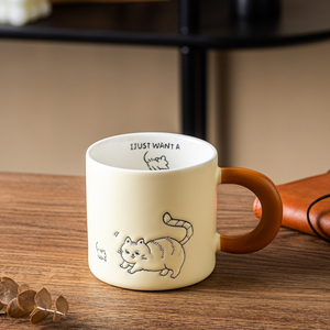 Taza creativa con diseño <span class=keywords><strong>de</strong></span> gato pintada a mano, Taza <span class=keywords><strong>de</strong></span> cerámica, <span class=keywords><strong>regalo</strong></span> <span class=keywords><strong>de</strong></span> cumpleaños <span class=keywords><strong>para</strong></span> hombres, mujeres, uso doméstico, <span class=keywords><strong>desayuno</strong></span>, taza <span class=keywords><strong>de</strong></span> café <span class=keywords><strong>de</strong></span> cerámica - Product Image 4