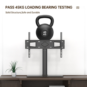 <span class=keywords><strong>Support</strong></span> de télévision universel moderne pour téléviseurs de 32 à 65 pouces, réglable en hauteur, avec cadre en acier et verre trempé, supporte 99 livres, inclinable - Product Image 3
