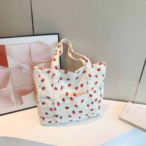 Lady's Fashion Corduroy Canvas Handbag with Single Strap Cotton Lining & <b>Zip</b> Closure Cartoon Pattern Leisure <b>Tote</b> Bag - Product Image 1