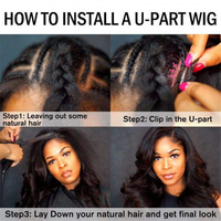 Perruques en dentelle U-Part en gros pour femmes noires, cheveux naturels vierges bruts, prix de gros, perruques en dentelle U-Part en cheveux humains les plus vendues