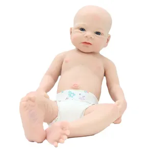 18 Zoll Bebe Reborn Dolls Handgemachte bemalte wieder geborene Baby puppe mit verwurzeltem Haar für Kinder