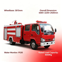 Camion de pompiers à mousse CBM Water 1CBM Isuzu 600P 130HP Euro 6 à double réservoir, pompe CB10/30, canon PS30 PL24, pour usage municipal, en vente