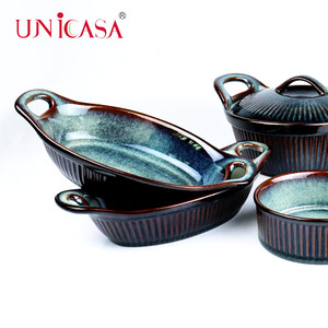Ensemble de 8 ustensiles de cuisson en céramique grès plateau de cuisson ovale casserole ronde <span class=keywords><strong>avec</strong></span> <span class=keywords><strong>couvercle</strong></span> soupe <span class=keywords><strong>ramequin</strong></span> ust - Product Image 2