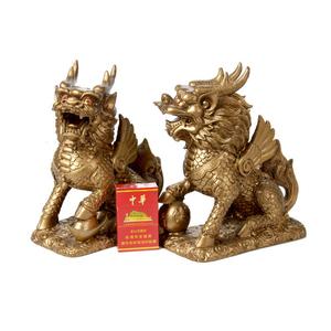 Middle Size Hand-<strong>painted</strong> Resin Wealth Qilin Dragon Horse Chinese <strong>Unicorn</strong> Kei Loons Sculpture Ornaments for Home Feng Shui Art - Product Image 5