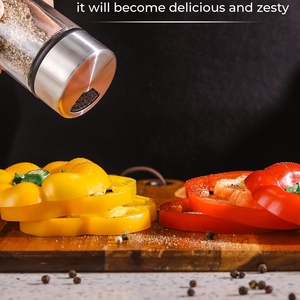 Stainless Steel Lid Glass Bottle Shaped Salt Shaker Modern <b>Spices</b> Stainless Steel Salt and Pepper Shaker with Glass <b>Jar</b> - Product Image 4