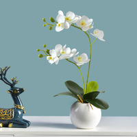 Grosir Bunga Buatan Sutra Kuning Kupu-kupu Anggrek Bunga Ngengat Anggrek Batang Phalaenopsis Sentuhan Nyata untuk Dekorasi Rumah