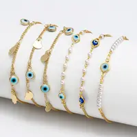 2022 Mulheres nova Chegada do Diabo Olho Pérola Bracelete Frisado 18K Banhado A Ouro Peru Azul Mens Pulseira Olho Do Mal Charme Pulseira