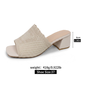 Nouvelles Sandales Sexy à Talons Hauts Épais pour <span class=keywords><strong>Femme</strong></span>, Tissu Tressé, Tête Plate en Forme de Taureau, Bout Ouvert, Chaussure <span class=keywords><strong>Femme</strong></span> W-XT-08 - Product Image 2