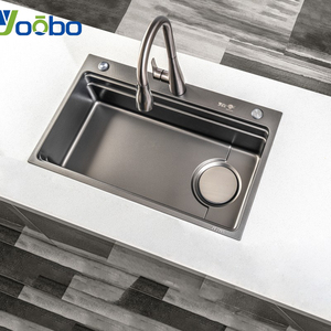 Lavello da <span class=keywords><strong>Cucina</strong></span> Ergonomico Monoblocco Senza Curvatura in Acciaio Inox 304, <span class=keywords><strong>Doppio</strong></span> Gradino, Nano, Fatto a Mano, Sottopiano, Senza Rubinetto - Product Image 2