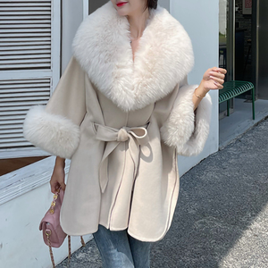 Neu kommende Winter Schal Damen Pelz <span class=keywords><strong>Cape</strong></span> Big Luxus Fox Pelz Kragen Trim Pelz <span class=keywords><strong>Cape</strong></span> - Product Image 3