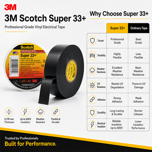 <span class=keywords><strong>Ruban</strong></span> isolant en PVC <span class=keywords><strong>3M</strong></span> <span class=keywords><strong>Scotch</strong></span> Super 33+ noir 0,18 mm, résistant à l'eau, adhésif acrylique sensible à la pression, <span class=keywords><strong>ruban</strong></span> électrique - Product Image 5