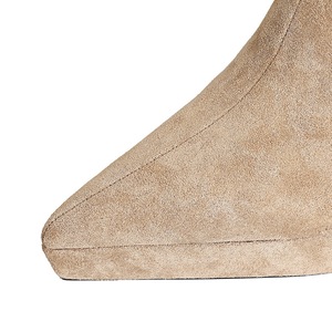 9399-1 Chunky High Heel Long Slim Waterproof Platform Side Zipper Wrinkled <strong>Slouch</strong> <strong>Boots</strong> Women Pointed Toe - Product Image 4