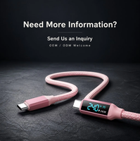 Câble USB C vers USB C 240W avec affichage LED, câble de charge rapide en silicone souple pour ordinateur portable, tablette, téléphone, OEM ODM, logo personnalisé
