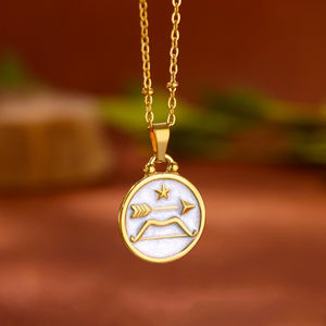 2025 sıcak satış su geçirmez paslanmaz çelik 18K altın kaplama 12 takımyıldızları ön arka giyilebilir kolye erkekler için - Product Image 4