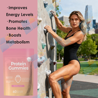 SUNI OEM Marque privée Gummies protéinés au collagène pour adultes, vitamines, protéines, gummies à haute teneur en protéines pour le gain musculaire, gummies protéinés, complément végétalien