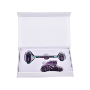 2020 Venta caliente, cuidado de la <span class=keywords><strong>Piel</strong></span> púrpura de cristal de amatista de Guasha conjunto Jade rodillo para la cara - Product Image 4