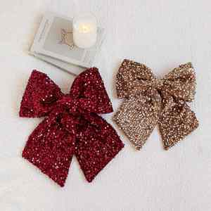 New Arrival Luxury Fabric Christmas Bow Sequins Flashing Sparkling Xmas <b>Tree</b> <b>Topper</b> Pendant High-End Holiday Decoration Props - Product Image 3