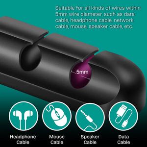 Self Adhesive <b>Hooks</b> Charging Accessory Cables Silicone Cable <b>Clips</b> Cord Holder for Office and Home Desk - Product Image 2