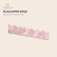 Crealis Blush Pearl Acrylic American Mahjong Tile Rack and Pusher Set Scalloped Edge 17.5 in 20 in for 4 Players