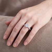 Bague en laiton plaqué rhodium avec moissanite, certifiée GRA 1,0 carat, bijoux de fiançailles en gros