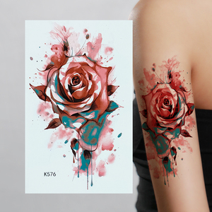 Usine grand réaliste Rose bras <span class=keywords><strong>tatouage</strong></span> autocollants noir foncé Sexy étanche femme fleur coloré <span class=keywords><strong>faux</strong></span> <span class=keywords><strong>tatouage</strong></span> temporaire personnalisé - Product Image 1