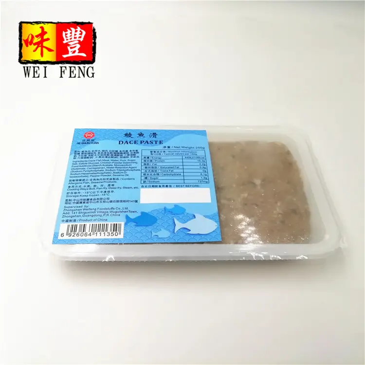Certificazione HACCP cibo prefabbricato cinese congelato 250g pasta di pesce Dace