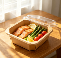 Conteneur alimentaire jetable multi-tailles en papier kraft avec couvercle transparent pour vente en gros