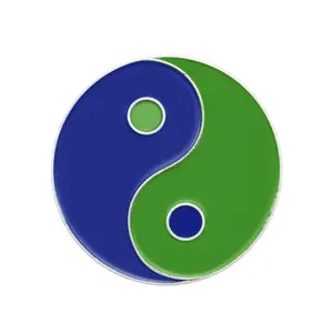 Wholesale Custom Blue Green Tai Chi Round Nickel-plated Metal Badge